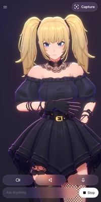 A screenshot posted by Twitter / X CEO Elon Musk that shows one of the Companion characters now available as a new feature for xAI's Grok subscribers. The character is a blonde anime girl wearing two pigtails, a black dress and lace accessories. 