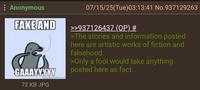 : Anonymous FAKE AND GAAAYYYYY 72 KB JPG 07/15/25(Tue)03:13:41 No.937129263 >>937126437 (OP) # >The stories and information posted here are artistic works of fiction and falsehood. >Only a fool would take anything posted here as fact.