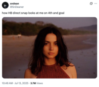 A "tweet":https://knowyourmeme.com/memes/sites/twitter-x using the Ana de Armas Beach Look photo, captioned, "How malphite support looks at me after a couple unlucky losses."