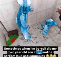 Sometimes when I'm bored I dip my two year old son in and he scream loud as fuuuuuuuck