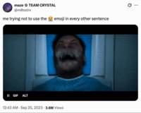X user @m0sstrx posted a GIF of Tom Hardy raging and turning into Venom in the MRI machine alongside a caption that read, "me trying not to use the 😭 emoji in every other sentence." The post gathered over 100,000 likes in two years.