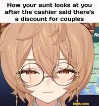 How your aunt looks at you after the cashier said there's a discount for couples flo Belaru Molde ania Bulgaria Istar Greece Athens Αθήνα K 5000 points