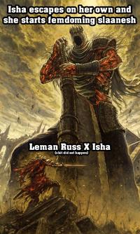 Isha escapes on her own and she starts femdoming slaanesh Leman Russ X Isha (s--- did not happen)