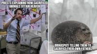 PRIESTS EXPLAINING HOW SACRIFICED ANIMALS ATTAIN HEAVEN 572 BRIHASPATI TELLING THEM TO SACRIFICE THEIR OWN FATHERS
