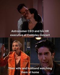 Astronomer CEO and his HR executive at Coldplay concert Their wife and husband watching them at home