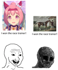 I won the race trainer! I won the race trainer!