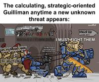 The calculating, strategic-oriented Guilliman anytime a new unknown threat appears: NO RECYCLED SHIPS EST TIME TO FRONTI OF QUEUE >12HRS BUILD NEW! BUILD BETTER! ORD REGENT PETITION WAITING AREA CALL CAWL enwattmot NIHILUS FRE TRADE ENTERPRIS SECTOR MASTERPLAN HANGER BAY (+ GIFT SHOP) MAWI MUST FIGHT THEM. Guilliman, you f------ moron get back here! The Mon❜keigh's gunna get himslf Mon'f------'Killed... If you die everything's f----- you hear me?!? Please! Father no! You're too important! J 17.00 A