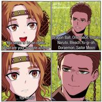 You seem to be an otaku. What are your favorite anime? Art by @harashu96 Dragon Ball, One Piece, Conan, Naruto, Bleach, Yu-gi-oh, Doraemon, Sailor Moon for real? NIMON TOUL