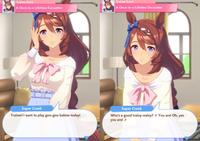 The goo-goo babies encounter from "Umamusume":https://knowyourmeme.com/memes/subcultures/uma-musume-pretty-derby-umamusume. In the scene Super Creek asks the trainer to play goo-goo babies with them, then coddles them.