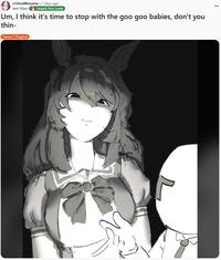 A Reddit post reading, "Um, I think it's time to stop with the goo goo babies, don't you thin-." The meme is based on Super Creek.