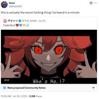 A tweet reading, "this is actually the worst f-ing thing i’ve heard in a minute." The post is about "Triple No.1."

