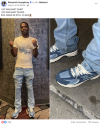 A "Facebook":https://knowyourmeme.com/memes/sites/facebook-meta post from a user named Romerick Humphrey about the Avia shoes at "Walmart":https://knowyourmeme.com/memes/subcultures/walmart.