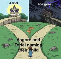 A version of the "dramatic crossroads":https://knowyourmeme.com/memes/dramatic-crossroads meme. The meme is about Undertale.