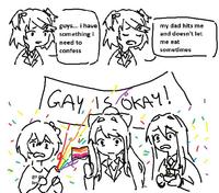 go les guys... i have something i need to confess my dad hits me and doesn't let me eat sometimes GAY, IS OKAY! 会