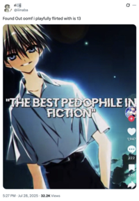 A "tweet":https://knowyourmeme.com/memes/sites/twitter-x using the Best P-------- in Fiction "TikTok":https://knowyourmeme.com/memes/sites/tiktok edit screenshot, showing the _Subarashiki Hibi_ character Mamiya Takuji.