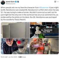 James Gunn sharing BTS of Superman. He tells the backstory of Mister Handsome.