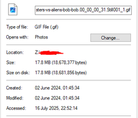 X user @YahBoiSpeedz shared a screenshot of the matadata of the original BOB staring GIF file. 