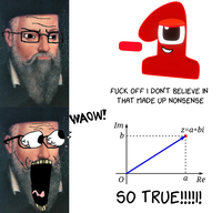WAOW! F--- OFF I DON'T BELIEVE IN THAT MADE UP NONSENSE Im b z=a+bi a Re SO TRUE!!!!!!