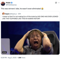 A "quote-tweet":https://knowyourmeme.com/memes/quote-retweets-qrts of the Evo":https://knowyourmeme.com/memes/events/evolution-championship-series-evo 2025 clip of Koji screaming and freaking out after losing to GO1 in _Fatal Fury_.