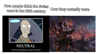How people think the Swiss were in the 20th century How they actually were NEUTRAL "I have no strong feelings one way or the other."