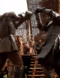 Little detail I noticed... Barristan was ready to throw down with The Mountain | /r/FreeFolk