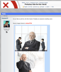 Greenen72 September 2009 5,720 Posts Or as I like to call him, the Pain Harold. Probably an awesome wrestling name Source images thanks to AntonFTW: dreamstime.com dreamstime.com