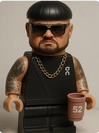 An AI-generated Lego figure. The Lego figure resembles the Ibiza Final Boss.