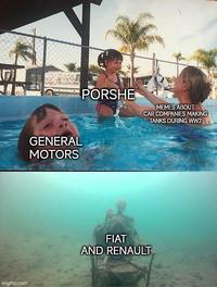imgflip.com GENERAL MOTORS PORSHE MEMES ABOUT CAR COMPANIES MAKING TANKS DURING WW2 FIAT AND RENAULT