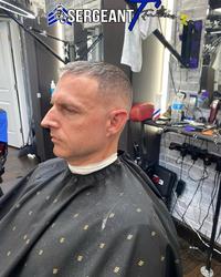 The original photo of a white guy in a barbershop chair at Thompson's Cutz and Design's in Forney, Texas.