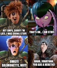 OFF HEY EMPS, SORRY I'M LATE, I WAS DOING STUFF. THAT'S OK...I AM STUFF... CU OMG!!! HAHA, JONATHAN, DAEMONETTE, NO!!! YOU ARE A HERETIC!