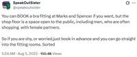 A tweet about the Marks and Spencer trans employee drama. The tweet offers a solution.