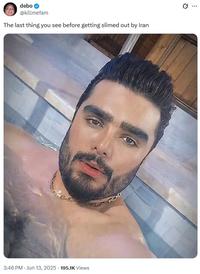 A  meme reading, "The last thing you see before getting slimed out by Iran." The meme is by killmefam.