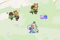 Artwork on Wplace of Deltarune ship Kriselle.