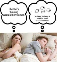 I bet he's thinking about other women 1 sheep 2 sheep 3 sheep 4 shep ZZZZZZZZZZZZZZ 00