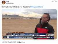X user @dorohlez posted a clip of the "Area 51 Naruto Runner":https://knowyourmeme.com/memes/area-51-naruto-runner, joking, "Gonna tell my kids this was Weapons #WeaponsMovie"