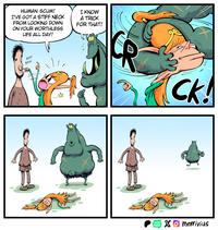 HUMAN SCUM! I'VE GOT A STIFF NECK FROM LOOKING DOWN ON YOUR WORTHLESS LIFE ALL DAY! I KNOW A TRICK FOR THAT! Boop BOOP CK! WEB TOON Xmerrivius