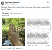 A "tweet":https://knowyourmeme.com/memes/sites/twitter-x about the r/MyBoyfriendIsAI subreddit post about a Redditor getting engaged to their "AI":https://knowyourmeme.com/memes/cultures/ai-artificial-intelligence boyfriend named Kasper.