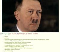 Anonymous (ID: Y8aZBVFI)! 12/01/15(Tue)01:59:52 No.57165901 > be me > politician > acquired considerable popularity by promising economic reforms for the average worker > elected in 1933, in power for 12 years > kidnap citizens and send them to internment camps > completely take over the country's economy > increase government spending to unprecedented levels > military spending reaches 35% of GDP > warmonger a lot, bring country into WWII for no reason > be Franklin Delano Roosevelt > pic unrelated.jpg