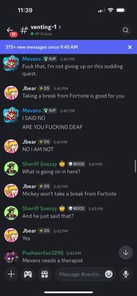 A screenshot of the "Discord":https://knowyourmeme.com/memes/sites/discord channel in which user Mevans and his girlfriend broke up when he was ranting about a guy named Tyrone stealing his kill in a "_Fortnite_":https://knowyourmeme.com/memes/subcultures/fortnite quest.