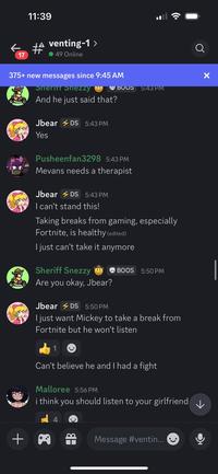 A screenshot of the "Discord":https://knowyourmeme.com/memes/sites/discord channel in which user Mevans and his girlfriend broke up when he was ranting about a guy named Tyrone stealing his kill in a "_Fortnite_":https://knowyourmeme.com/memes/subcultures/fortnite quest.