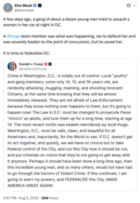 A post shared on "Twitter / X":https://knowyourmeme.com/memes/sites/twitter-x by "Elon Musk":https://knowyourmeme.com/memes/people/elon-musk in August 2025, concerning the alleged assault of former 19-year-old "DOGE":https://knowyourmeme.com/memes/subcultures/department-of-government-efficiency-doge staffer, "Edward 'Big Balls' Coristine":https://knowyourmeme.com/memes/people/edward-big-balls-coristine, in Washington D.C.