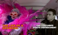 A meme comparing the aesthetics of Taylor Swift's albums "Life of a Showgirl" to "Tortured Poets Department."