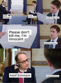 Adolf Eichmann Israeli Government Israeli Government Please don't kill me, I'm innocent Israeli Government Adolf Eichmann Israeli Government HBO