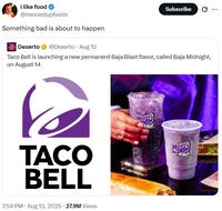 A post reading, "Something bad is about to happen" in response to Mountain Dew releasing a new flavor. The post refers to a conspiracy theory about Mountain Dew.