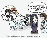 Woa. WE'RE NOT SURE IF SHE WILL EVER WAKE UP... Cinnamy The terrible truth behind Madoka Magica.
