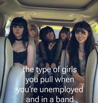 A meme using the "5 egirls in a car":https://knowyourmeme.com/memes/e-girls-in-a-car format. The meme is about the unemployment glow.