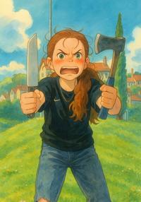 Studio Ghibli Axe and Knife Girl