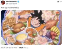 Pota Norimaki @Based Pota18 Average male fantasy 10:08 AM - Jun 1, 2025 -8,808 Views Q WEEKLY JUMP