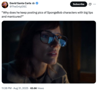 A "tweet":https://knowyourmeme.com/memes/sites/twitter-x using the image of Jessica Chastain looking at a computer from the upcoming Apple TV+ show _The Savant_.