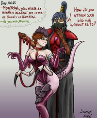 DAY AGO: -MON'Keigh, you must be mindless obedieNT pet to me as GAUNTS to Hive Mind. -As you wish, Mistress. Qell еее How did you ATTACH SUCH biG tAil WITHOUT Belts? SK Scarlet KUNAI